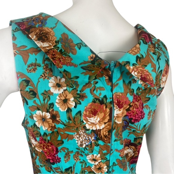 NWT Lindy Bop Ophelia Green Turquoise Garden Floral Party Swing Dress Sz Medium - Picture 12 of 17